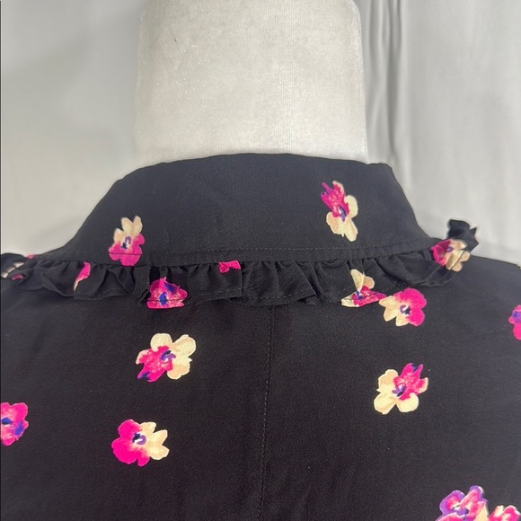 Rebecca Taylor Floriana Stretch Floral Button Up Blouse Size 6 - Picture 9 of 10